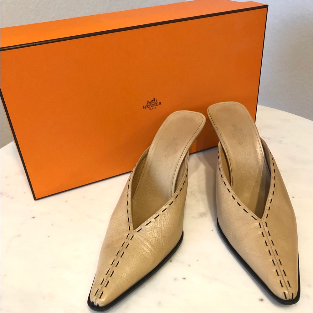 Hermès mule kitten heels